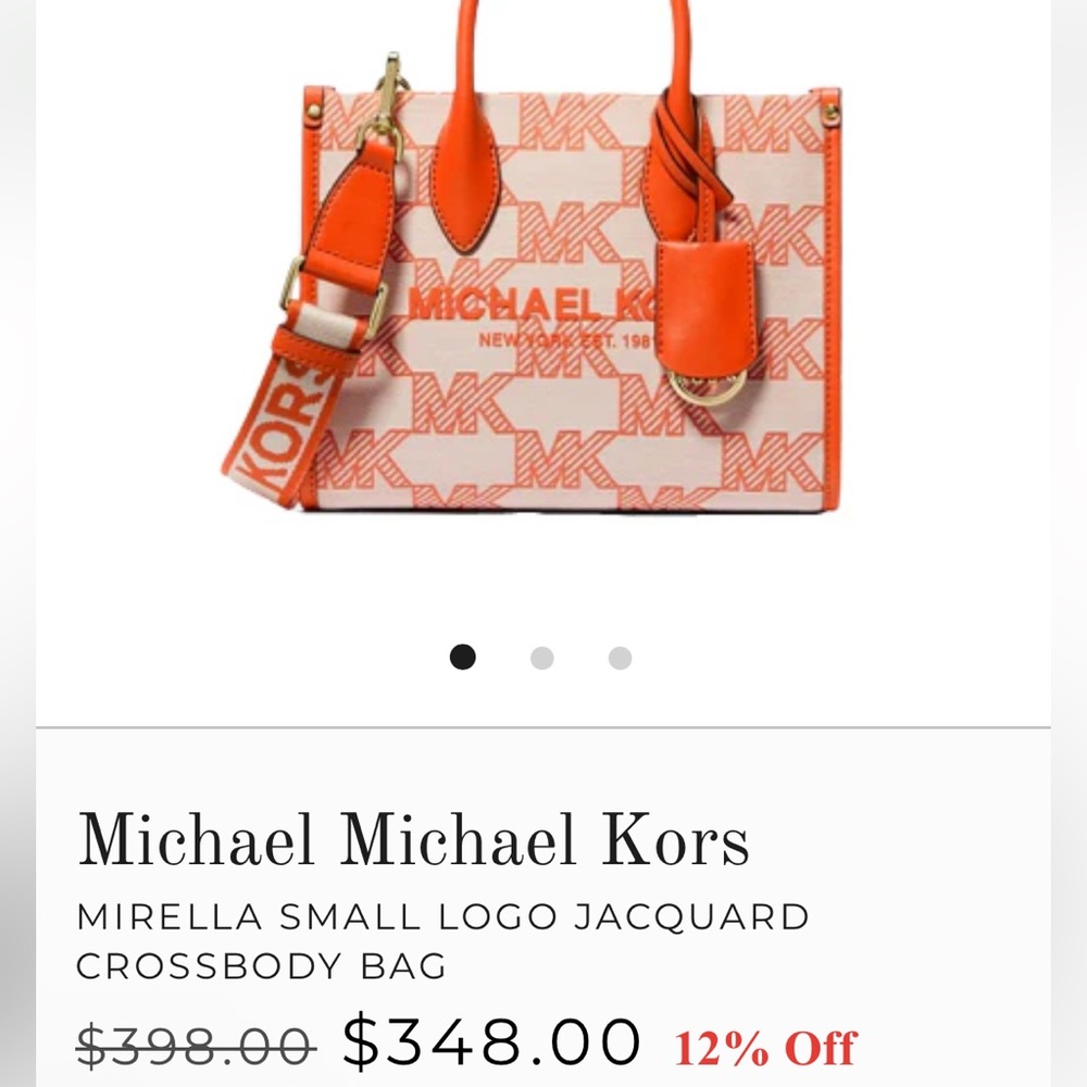 NEW Michael Kors Mirella Orange and Cream cross Body Bag - Picture 6 of 6